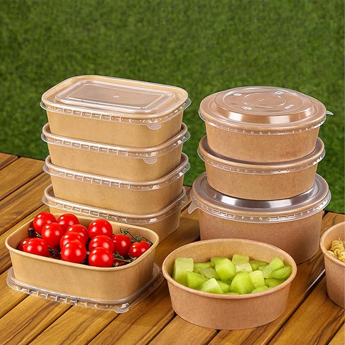 50-Pack 19oz Disposable Kraft Paper Bowls