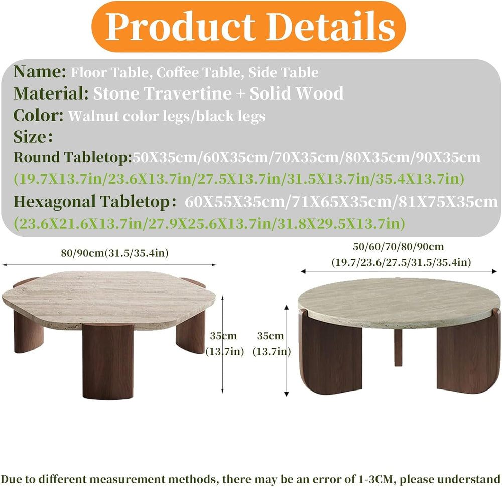 FORRTY Coffee Table,Sofa Table,End Tables, Slate Stone+Solid Wood, Sturdy And...