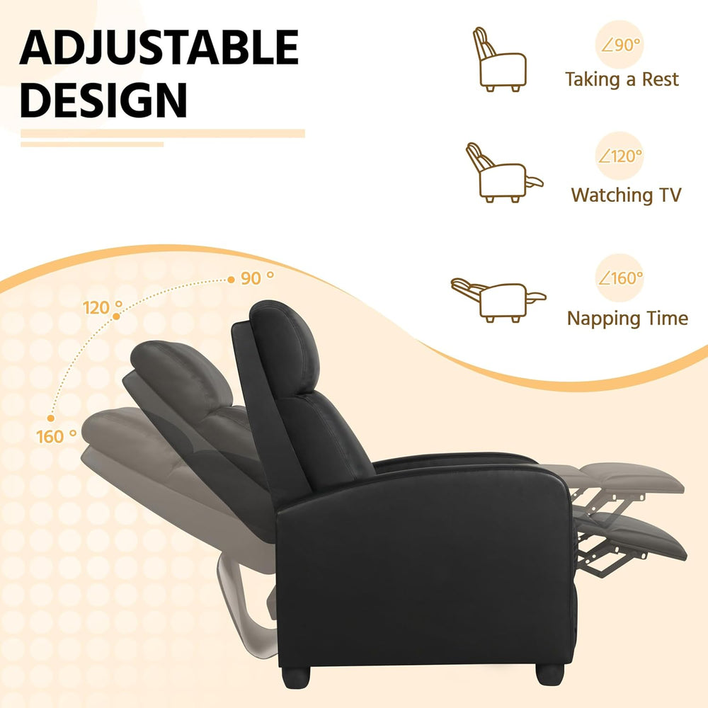 Yaheetech Recliner Chair PU Leather Recliner Sofa Home Theater Seating with L...