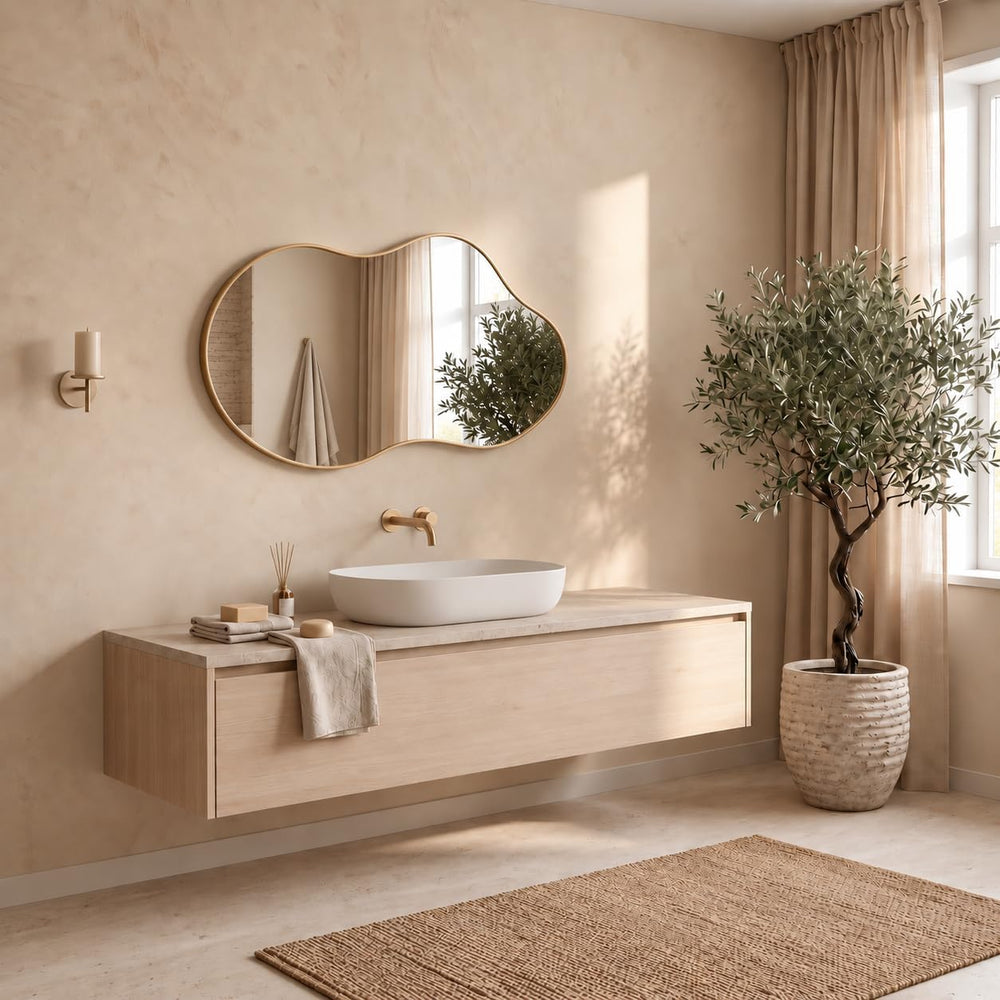 Irregular Wall Mirror 24×40 Inch Wall Mirrors Decorative Gold Modern Asymmetr...