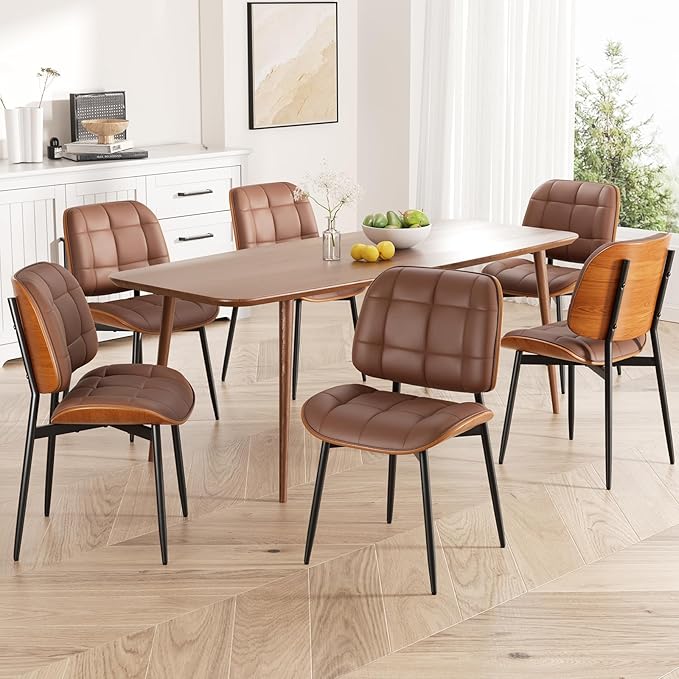 Dining Chairs Set of 8, Mid Century Modern Dining Room Chair, Upholstered Fau...