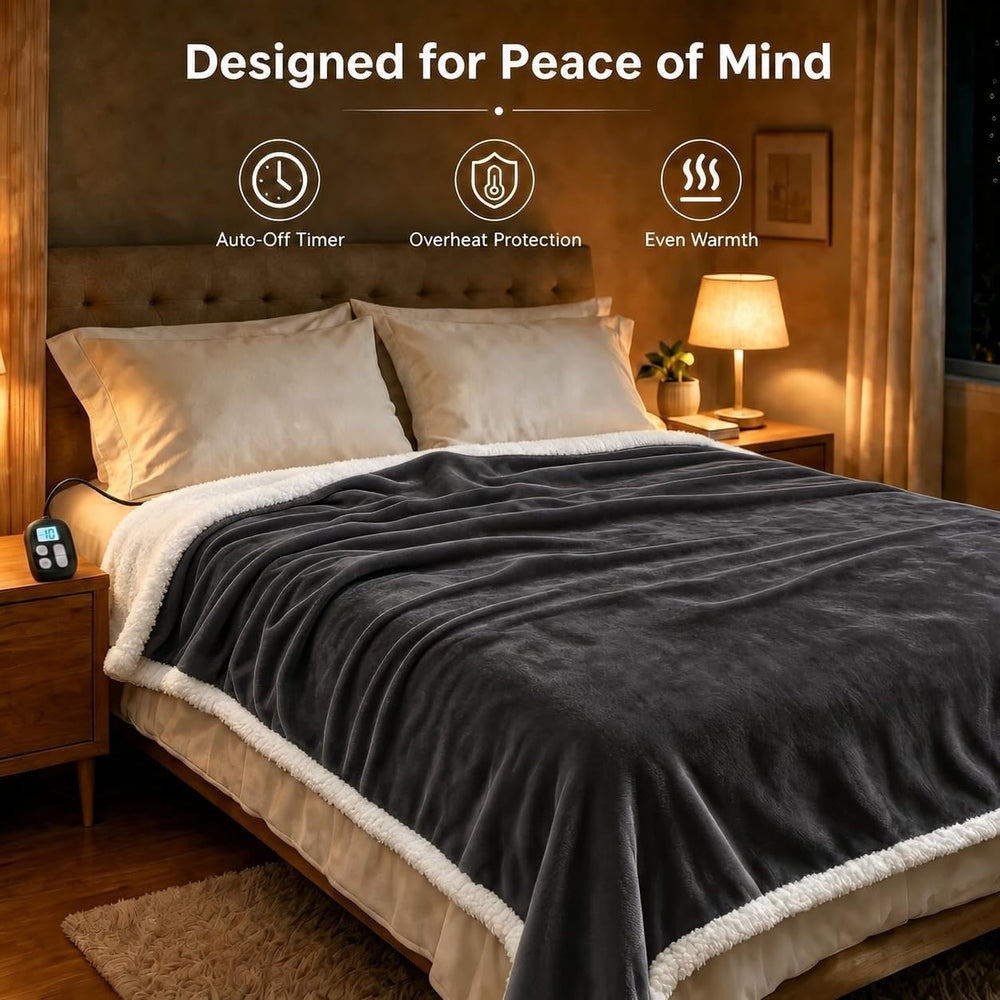 Electric Heated Blanket Full Size 72" x 84", Soft Flannel Heating B...