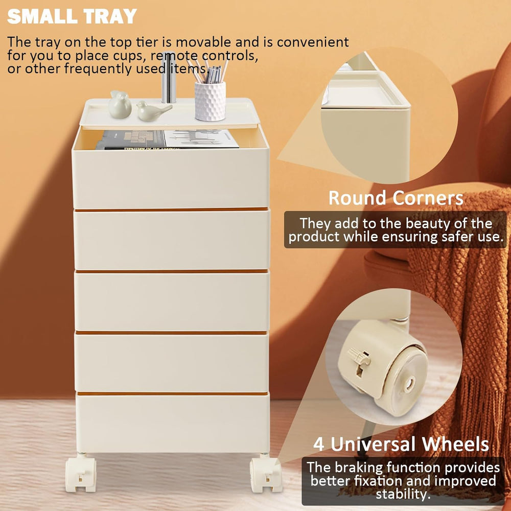 360° Movable Rotating Storage End Table Sofa Side Cabinet Laptop Bedside Tabl...
