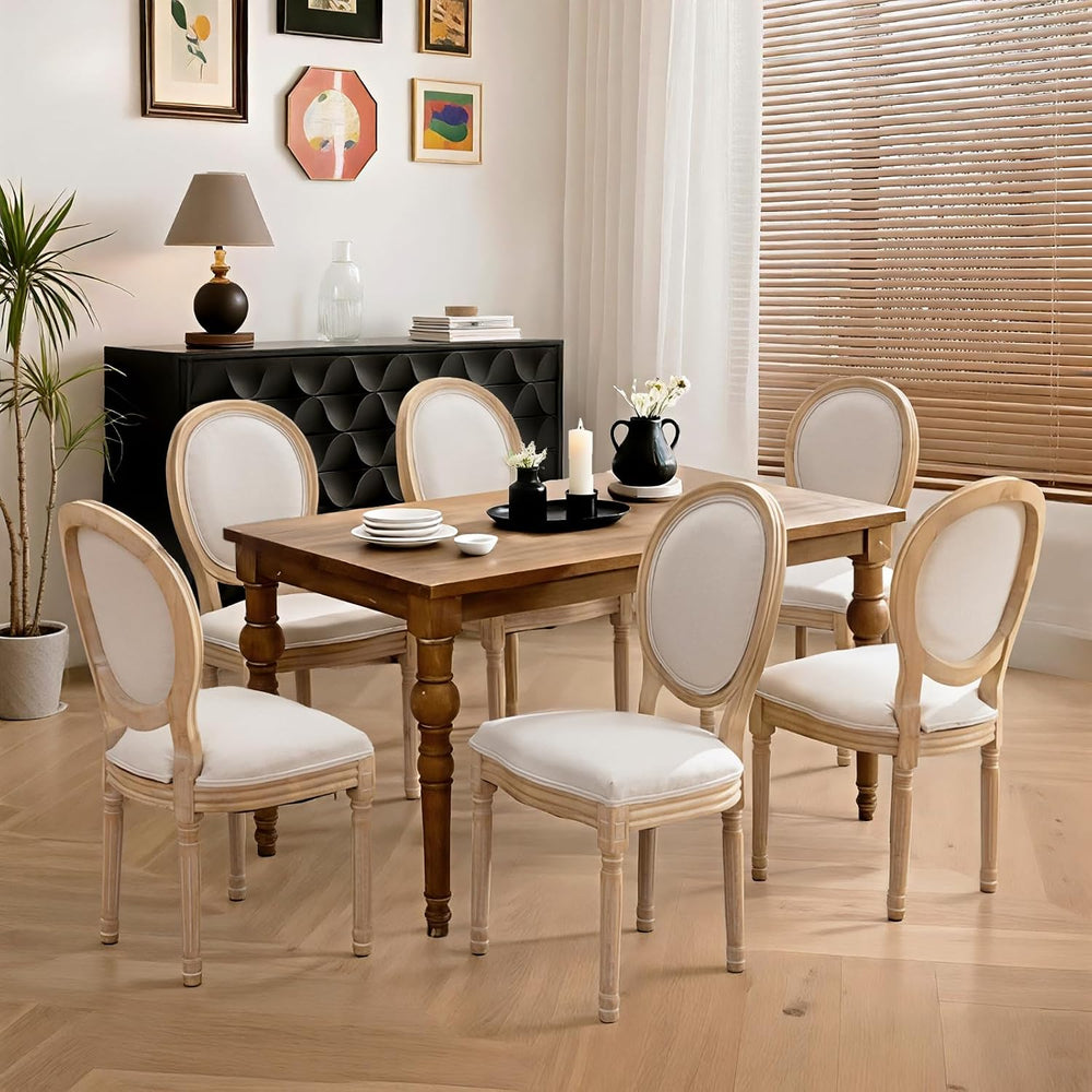 French Country Dining Chairs Set of 6,Farmhouse Upholstered Dining Room Chair...