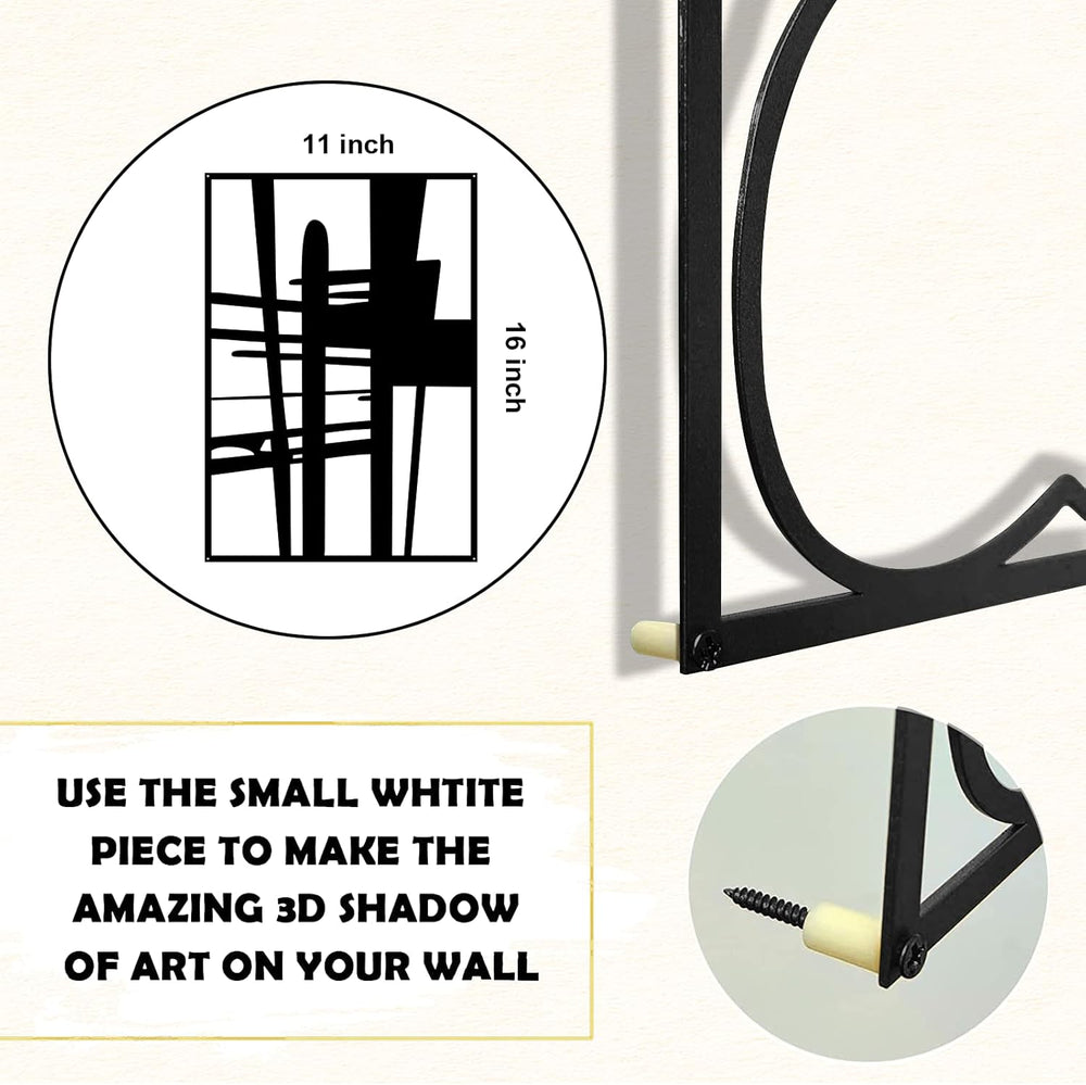 Glamativity 4 Pack Black Abstract Metal Wall Art, Minimalist Décor Single Lin...