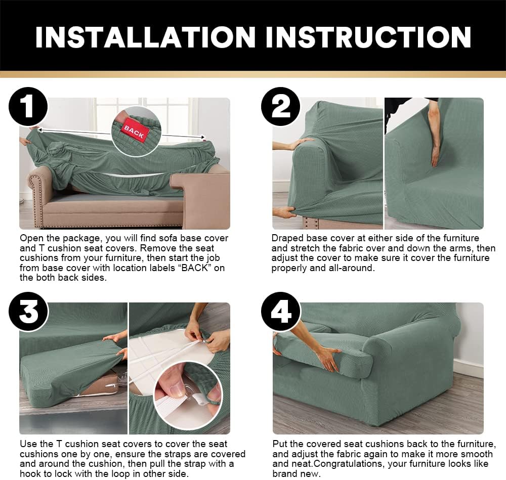 PrinceDeco 2 Pieces Armchair Slipcover Stretch Couch Covers for T Cushion Cha...