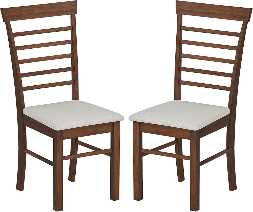 HOMCOM Wooden Dining Chairs Set of 2, Farmhouse Upholstered Kitchen Chairs wi...