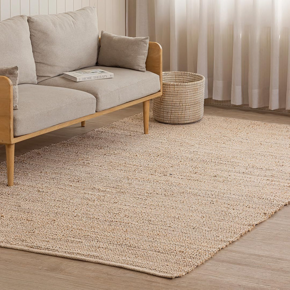 HOMEMONDE Rectangle Jute Cotton Area Rug | 6' x 9' | Natural