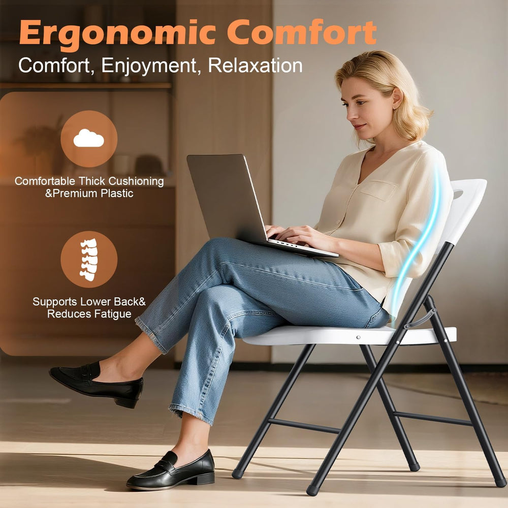 VTOY Heavy Duty Folding Chairs, 450 lbs Capacity Stackable Plastic Chairs, Du...