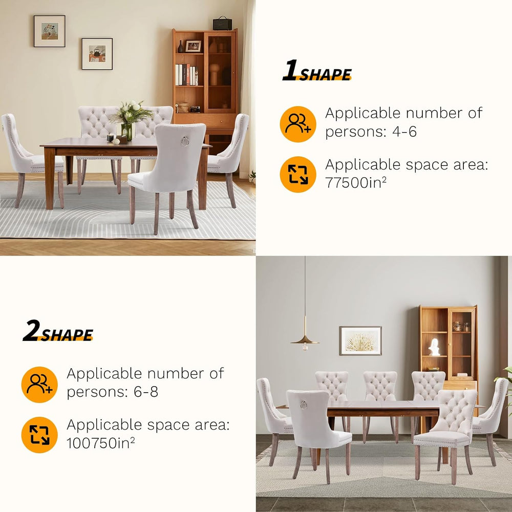 5 Piece Extendable Dining Table Set for 4-8 Person, Wooden Dining Room Table ...