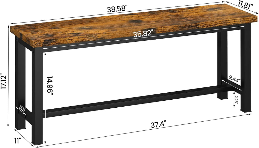 Recaceik Dining Benches - Pair of 2 Industrial Benches for Dining Room, Kitch...