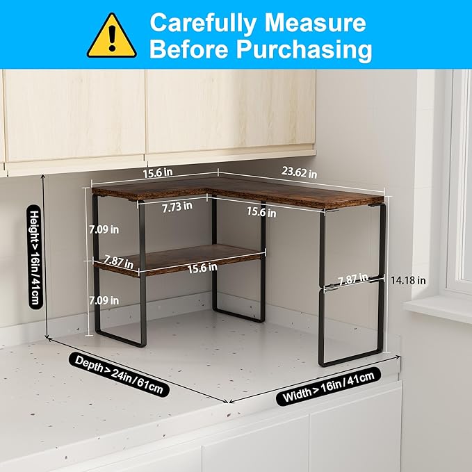 Golener Countertop Organizer Corner Shelf, 2 Tier Adjustable Stackable Corner