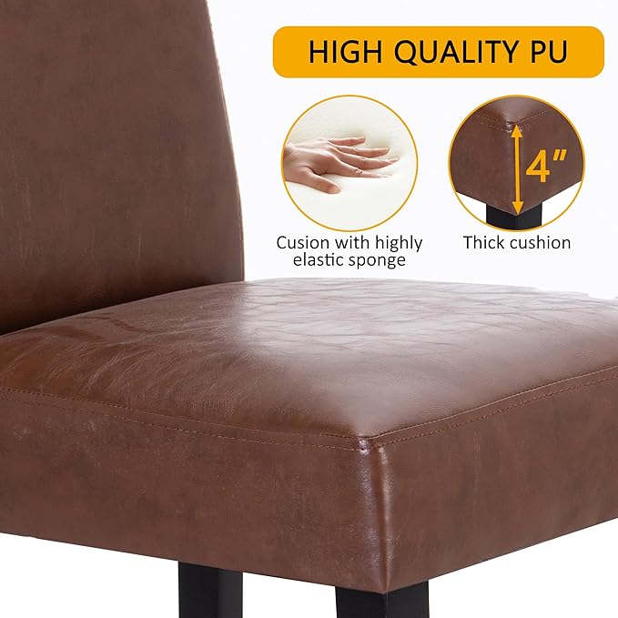 LSSPAID Dining Chairs Set of 2, Modern Stylish PU Leather Upholstered Parson ...