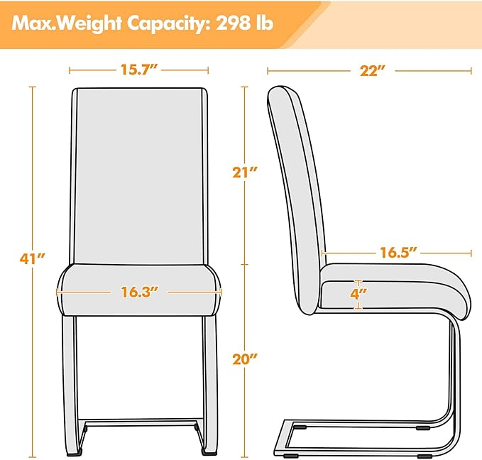 Yaheetech Dining Chairs Set of 2 Modern Faux Leather Upholstered Dining Room ...