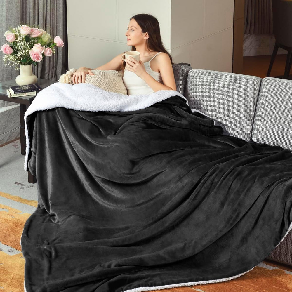 KAWAHOME Sherpa Fleece Queen Size Blanket for Bed, Extra Warm Heavy Thick