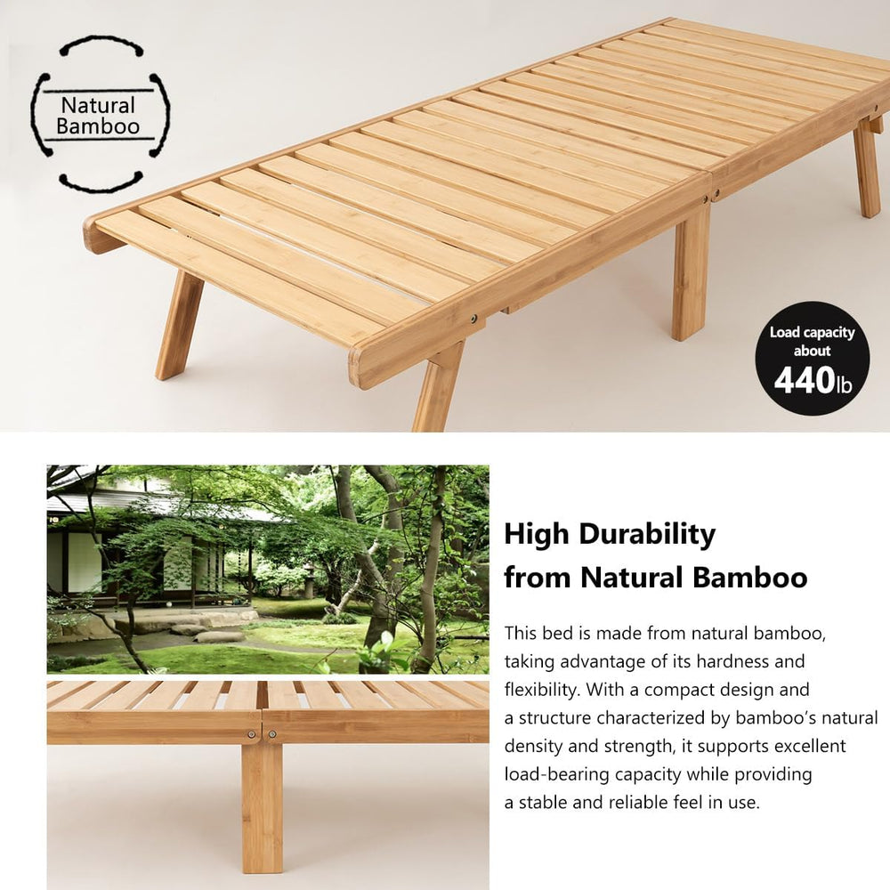 EMOOR Folding Bamboo Slat Bed WABINE Daybed Size (27x71in) for Japanese Futon...