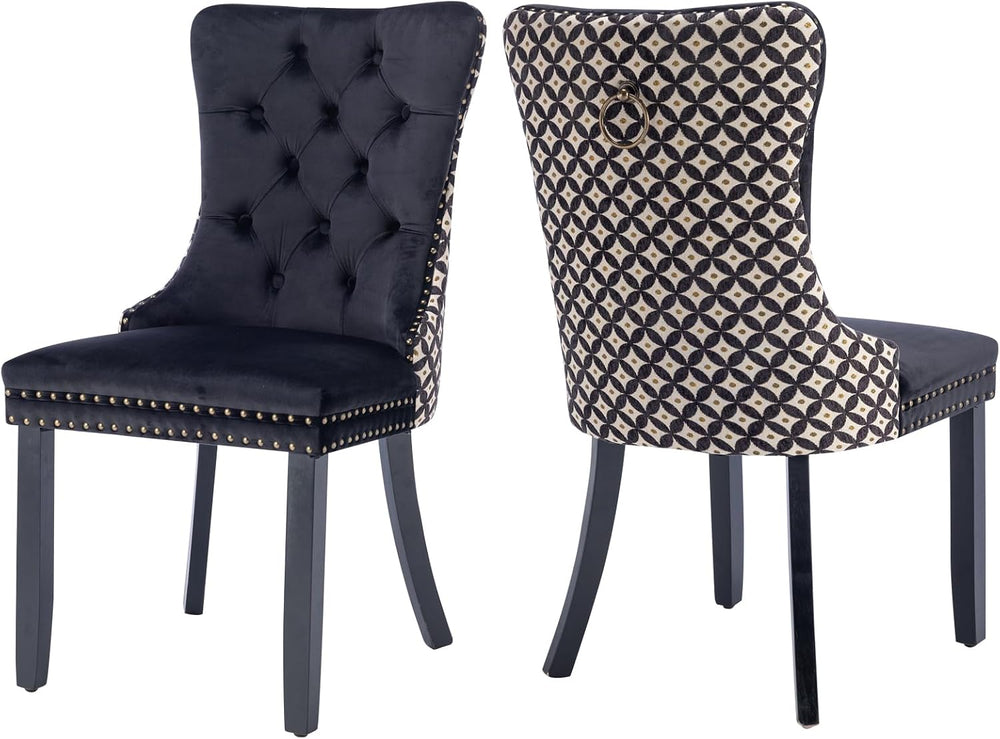 Velvet Dining Chairs Set of 2, High-end Tufted Upholstered Dining Chair with ...