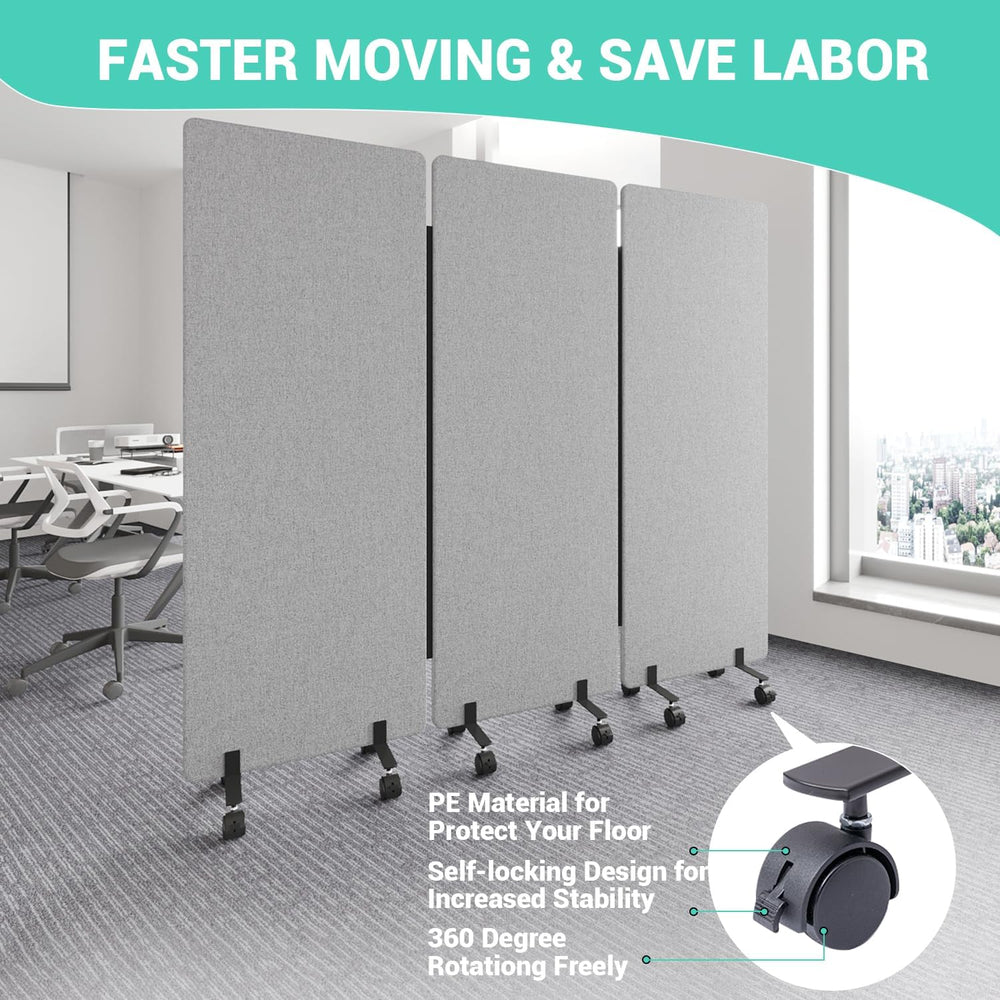 3 Panel Soundproof Room Divider, Portable Acoustic Office Divider