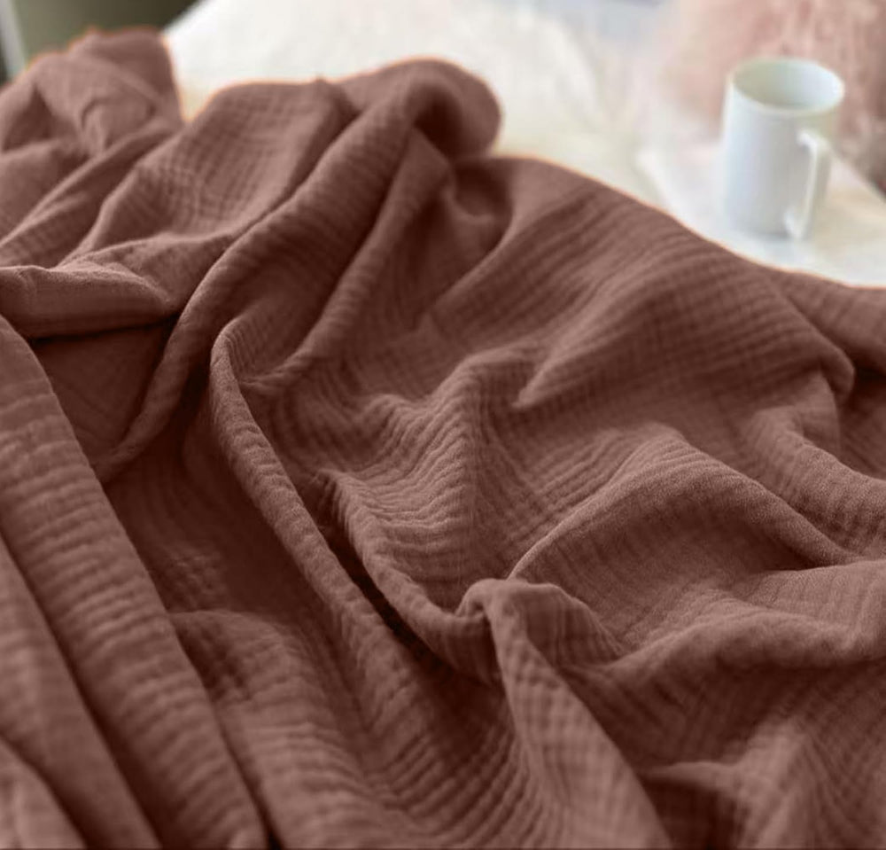 KyraHome 100% Organic Cotton Throw Blankets, 90“x90” Queen, Pre-Washed Muslin...