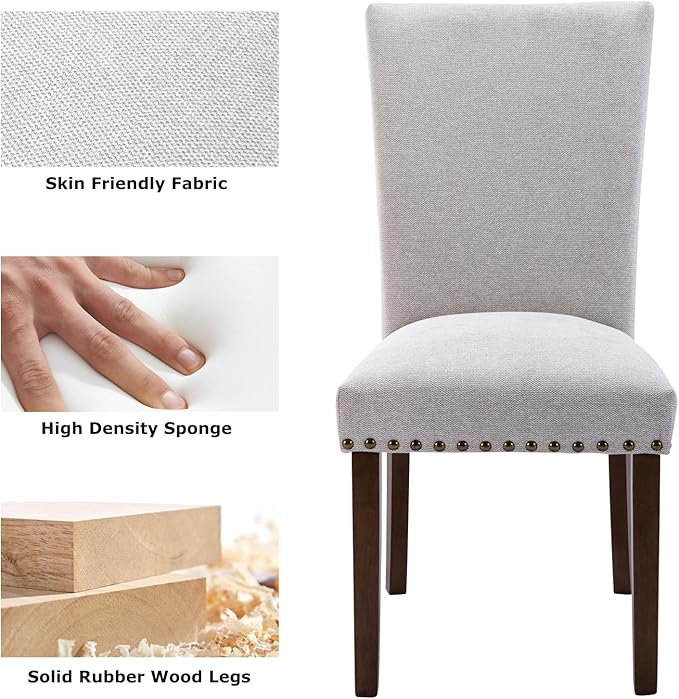 COLAMY Upholstered Parsons Dining Chairs Set of 4, Fabric Dining Room Kitchen...