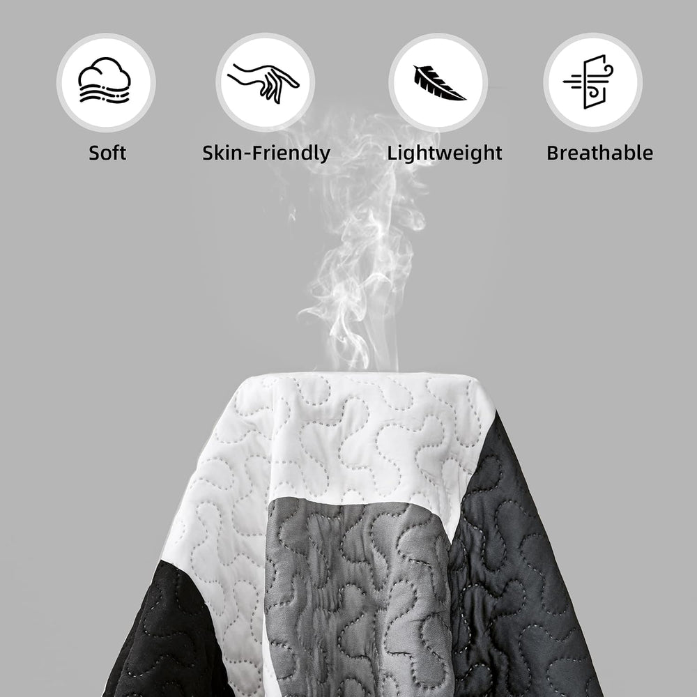 3 Piece Black Grey Quilt King Size Black White Gray Bedding Set