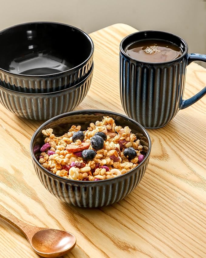 Hasense Porcelain Cereal Bowls Set 24 Oz