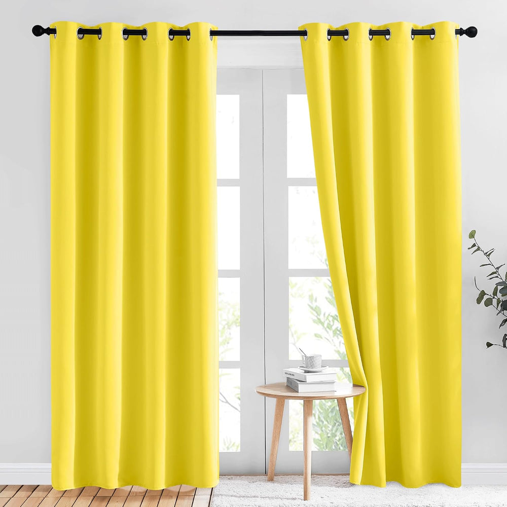 NICETOWN Bright Yellow Blackout Curtains for Bedroom, 2 Panels, W52xL84