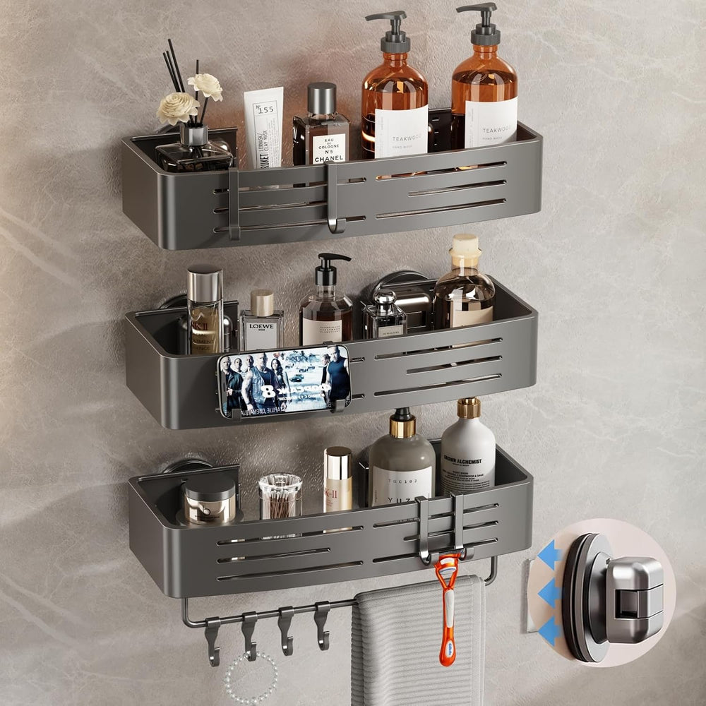 Voldra Shower Caddy Suction Cup, 3 Pack Shower Shelves