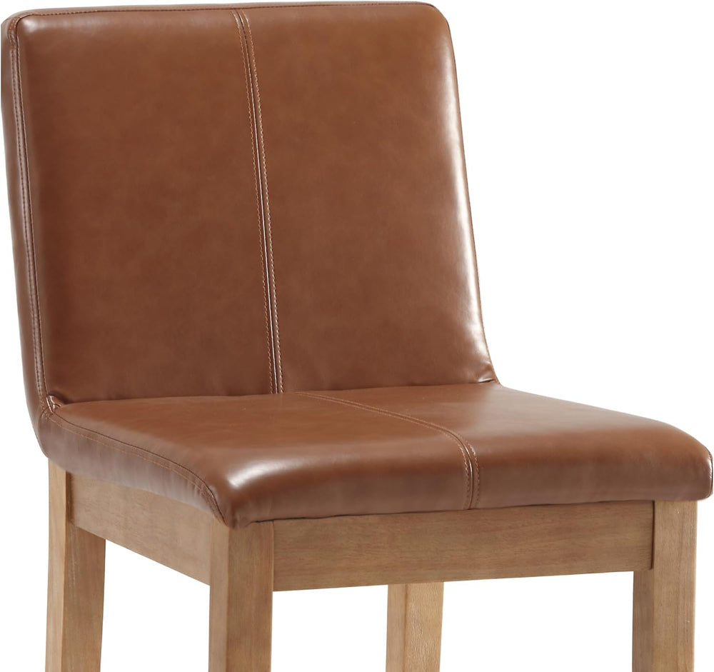 Kmax 26 Inch Bar Stools Set of 2 with Back Support, PU, Brown