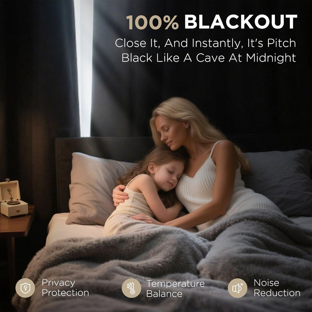Joydeco Blackout Curtains 96 Inches Long 2 Panels Burg, Room Darkening Curtai...