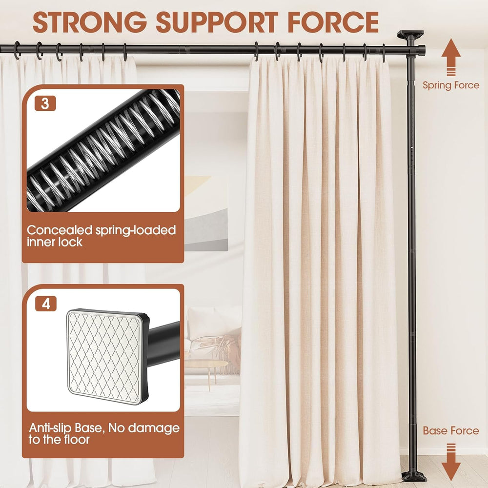SUNALLY Room Divider for Separation 28-114in(W) Privacy Wall Divider, Black