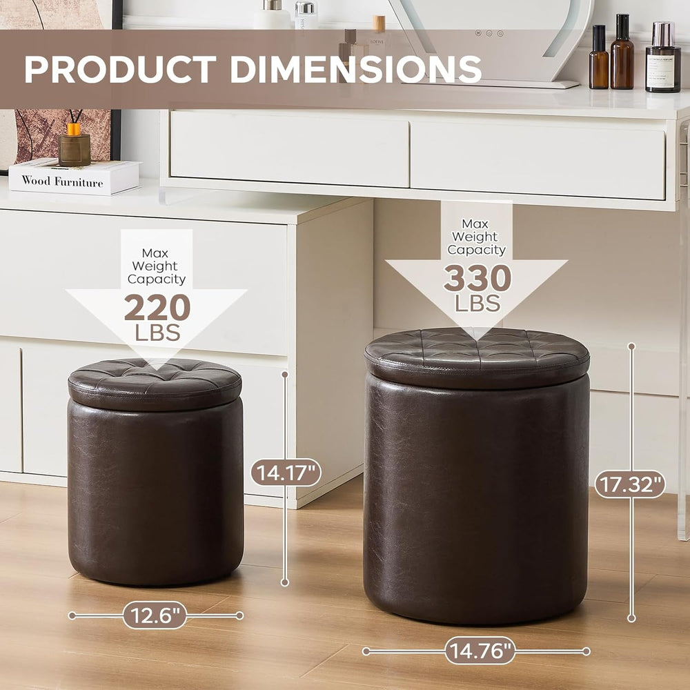 oakvivo Round Set of 2 14.76" L x 14.76" W x 17.32" H Faux Lea...