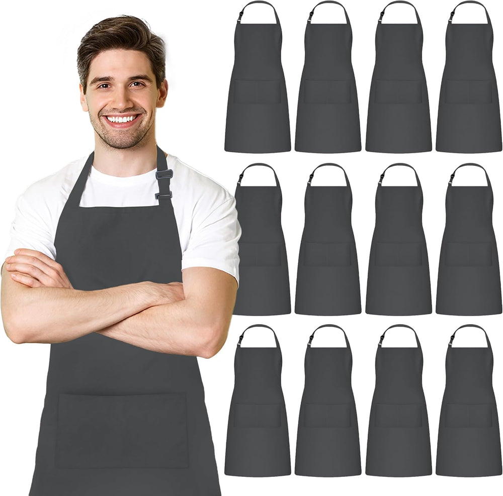 Adjustable Bib Apron 100% Polyester Kitchen Aprons Waterdrop Resistant Aprons