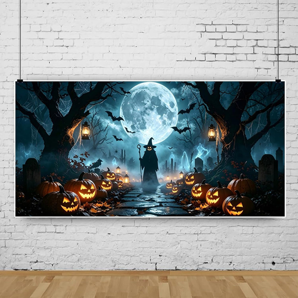 Halloween Backdrop 20x10ft Haunted Forest Cemetery Halloween Photo Backdrop