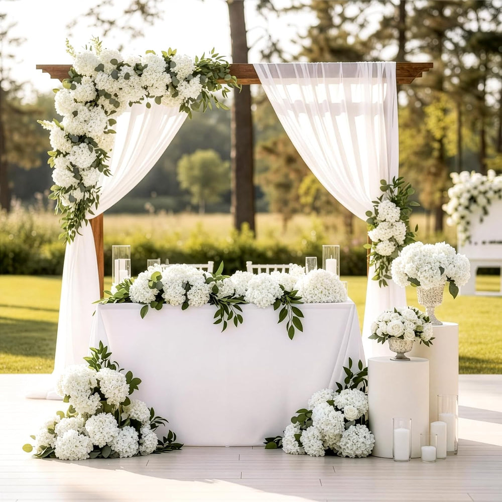 Auihiay 64Pcs Hydrangea Artificial Flowers Bulk, Silk White Hydrangeas