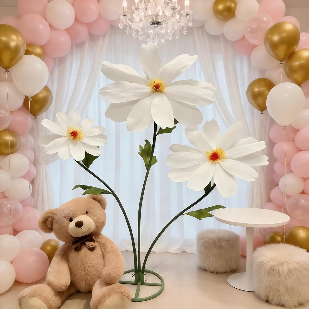 Giant Fake Artificial Flowers Decoracion Set - 5.9 Ft Adjustable Waterproof 3...