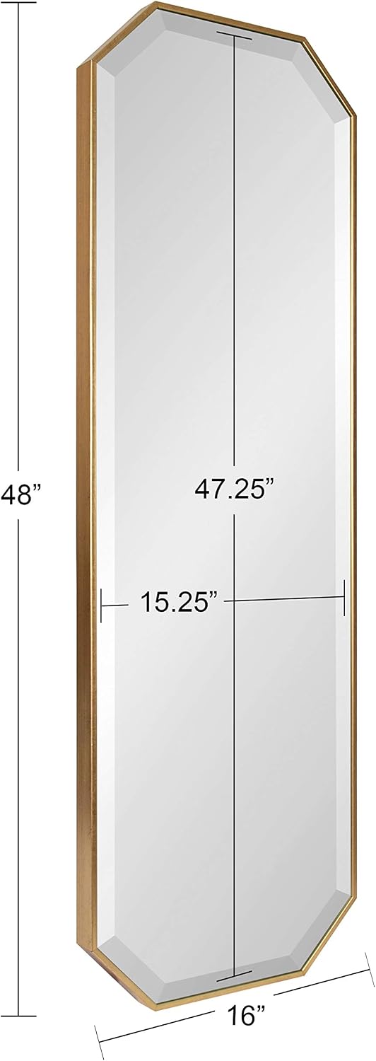 Kate and Laurel Rhodes Modern Full Length Framed Octagon Wall Mirror, 16 x 48...