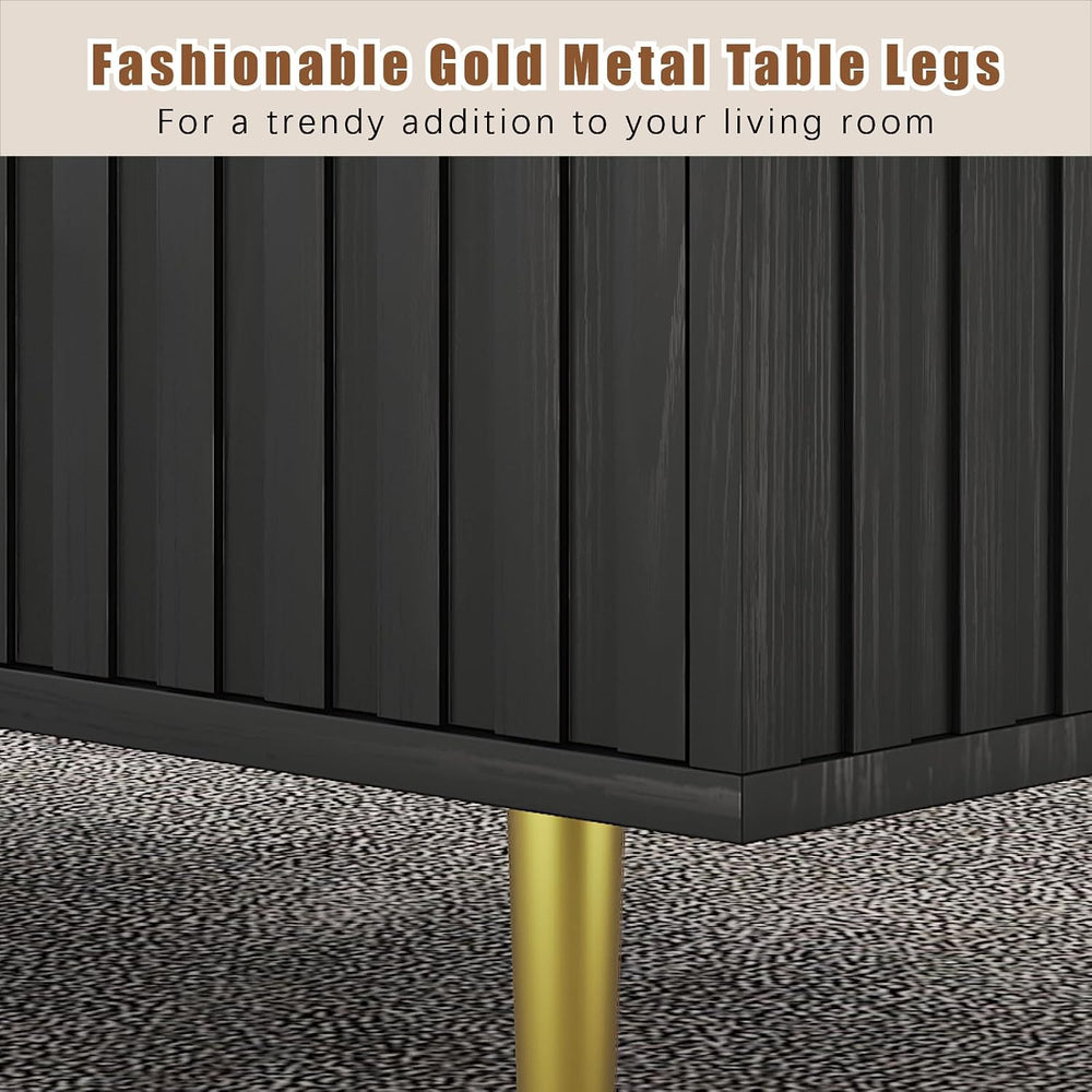 HedoAjim Modern Coffee Table with Storage with 2 Big Drawers, Black Rectangle...