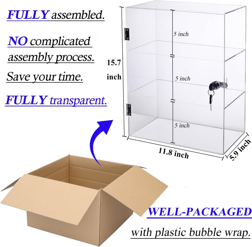 DuvinDD Acrylic Display Case with Lock, Collectibles Showcase Clear