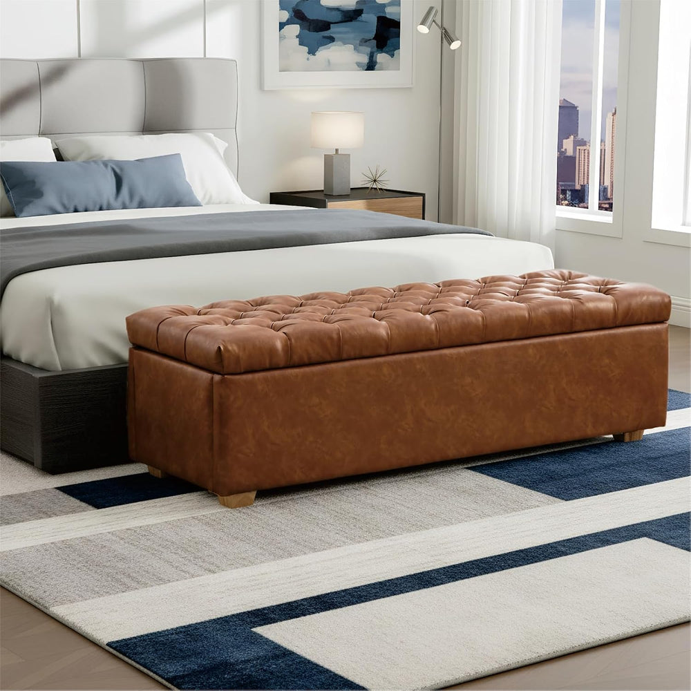 Chifee & Vingol 60" PU Ottoman with Storage Oversized End of Bed Sto...