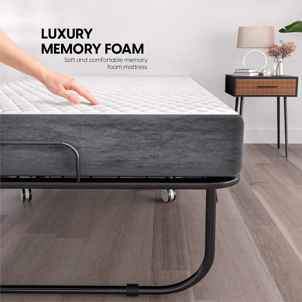 EconoHome Folding Bed with Mattress - 75x31 Cot Size Frame - Portable Rollawa...