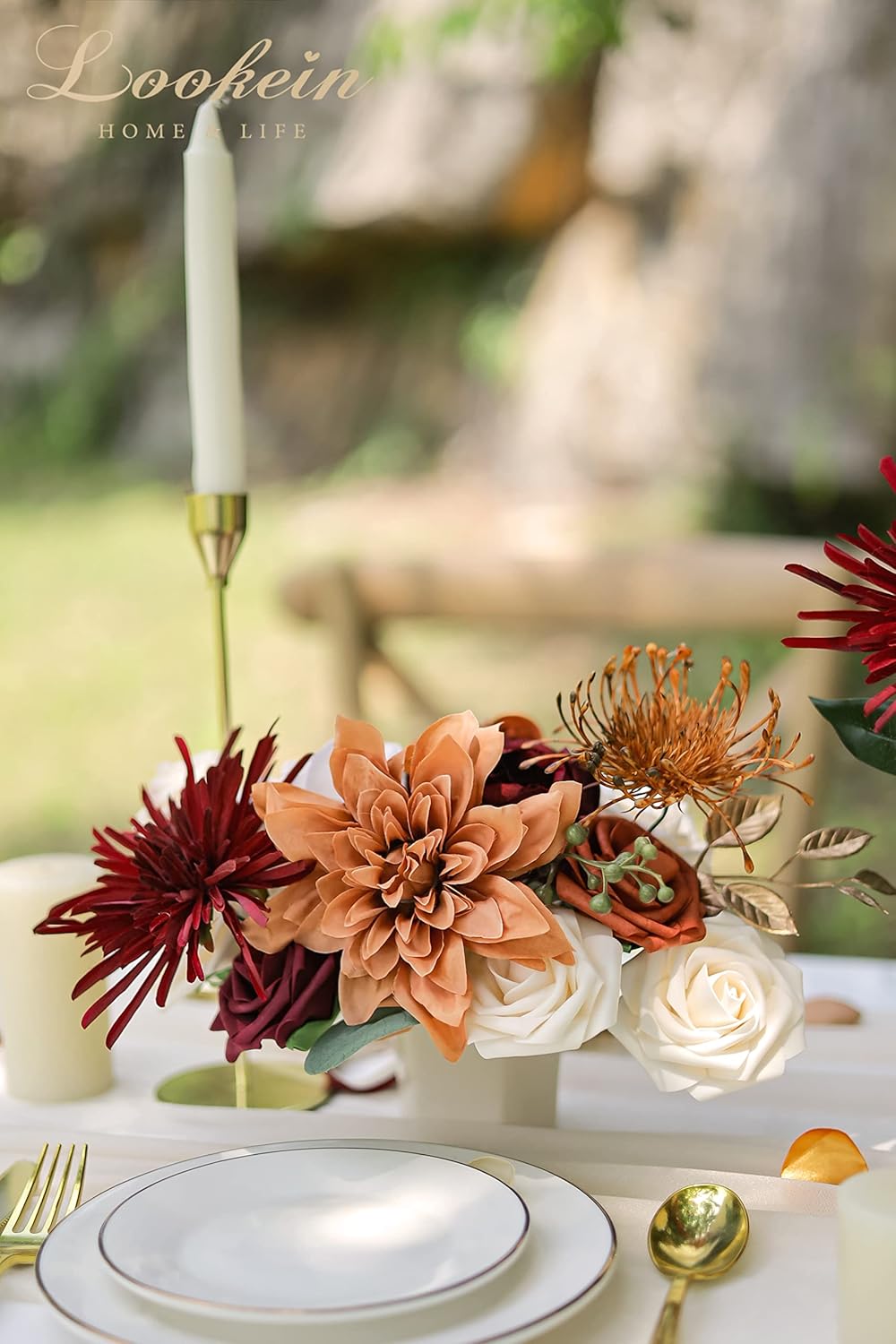 Lookein Artificial Flowers for DIY Wedding Decoration Bridal Bouquet Table Ce...