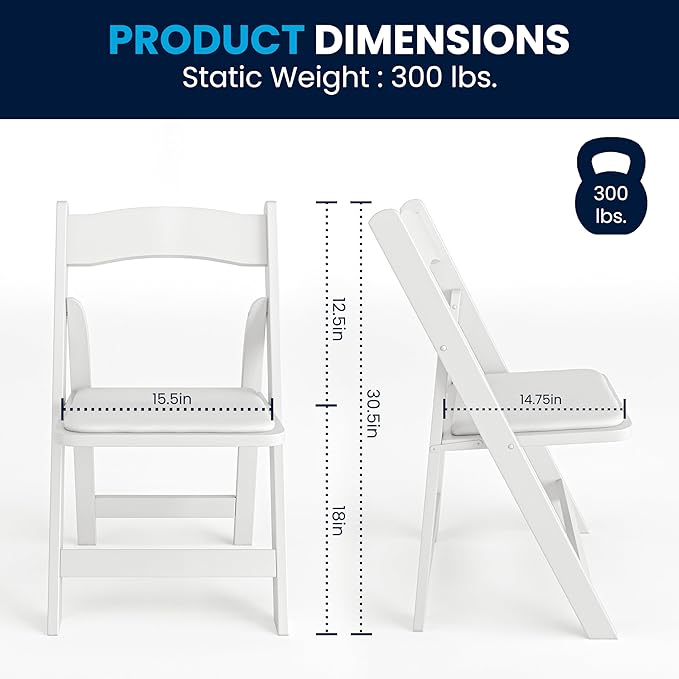 Flash Furniture 2 Pack HERCULES Series White Wood Folding Chair with Vinyl Pa...
