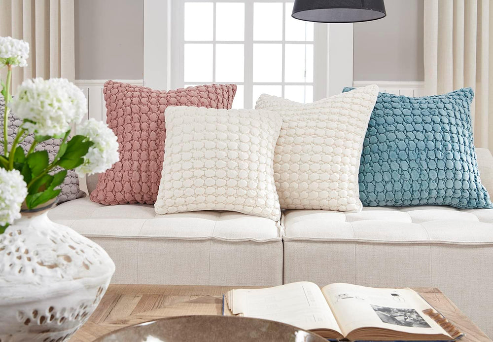 Velvet Throw Pillow Covers 18x18 Set of 2 Pink Cushion Case