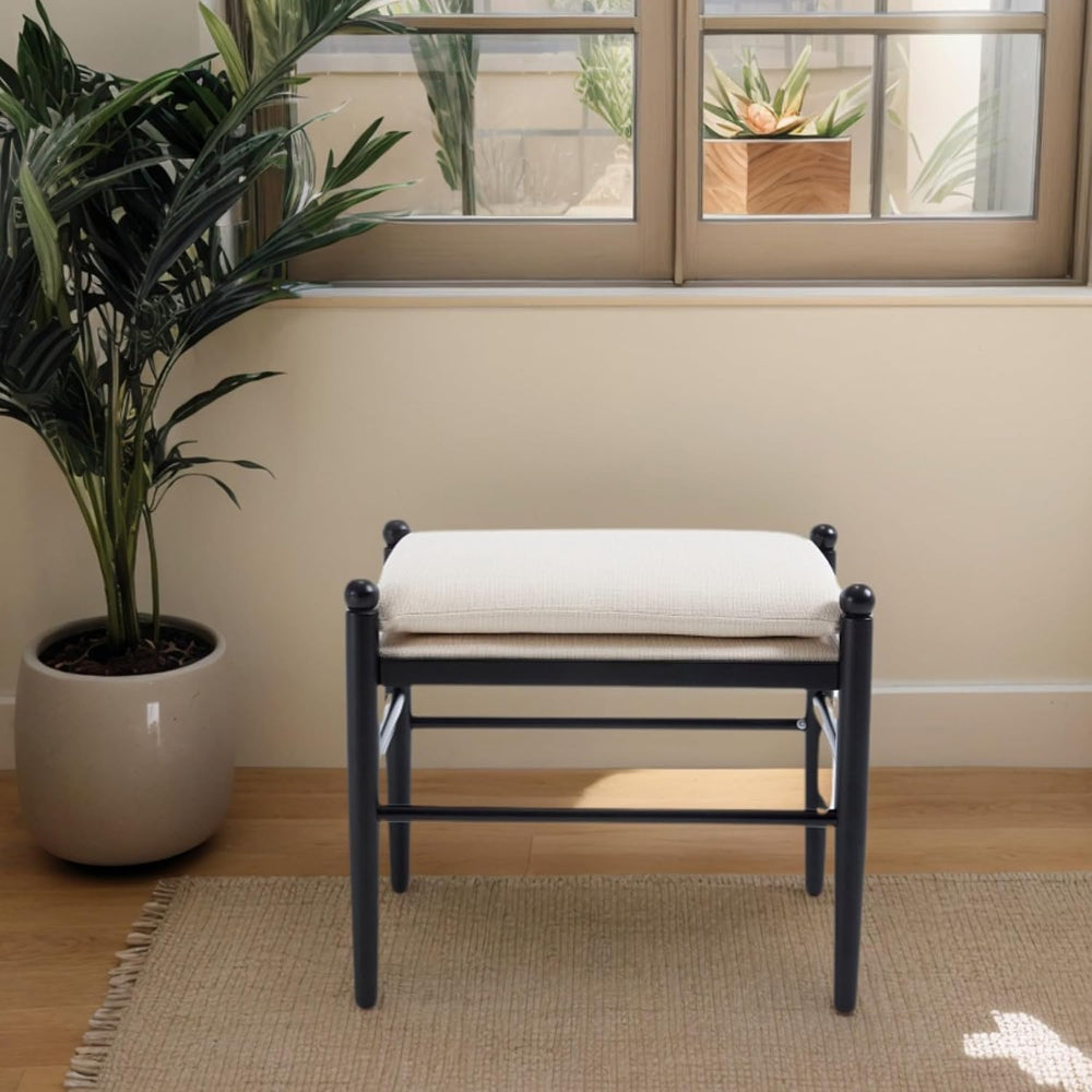 Ottoman Footrest, 19 Inch Upholstered Vanity Bench Seat, Backless Makeup Stoo...