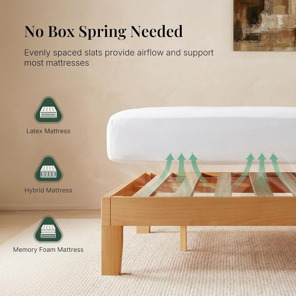 Sweetcrispy Full Size Bed Frames, 12 Inch Height Wood Platform Bed Frame