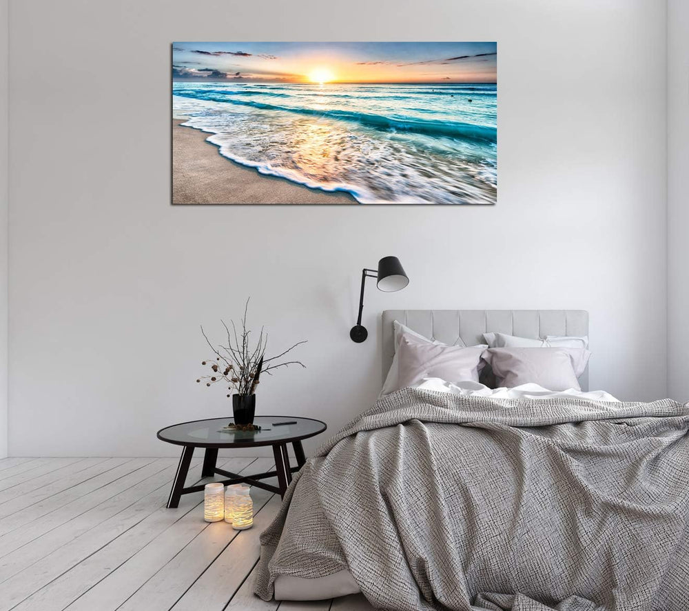 Baisuart S02250 Canvas Prints Wall Art Beach Sunset Ocean Waves Nature Pictur...