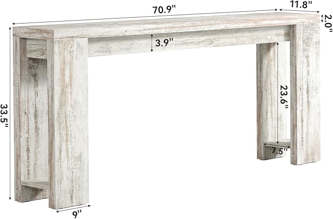 LITTLE TREE 70.9-Inch Entryway Table, Long Narrow Farmhouse Sofa Console Tabl...
