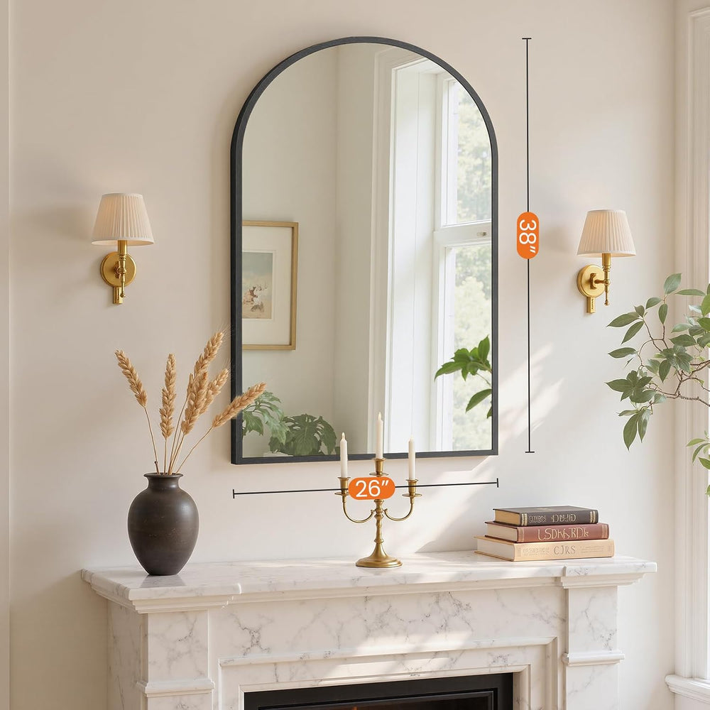 Sweetcrispy 26.5"x38" Arched Black Bathroom Mirrors for Wall, Bathr...