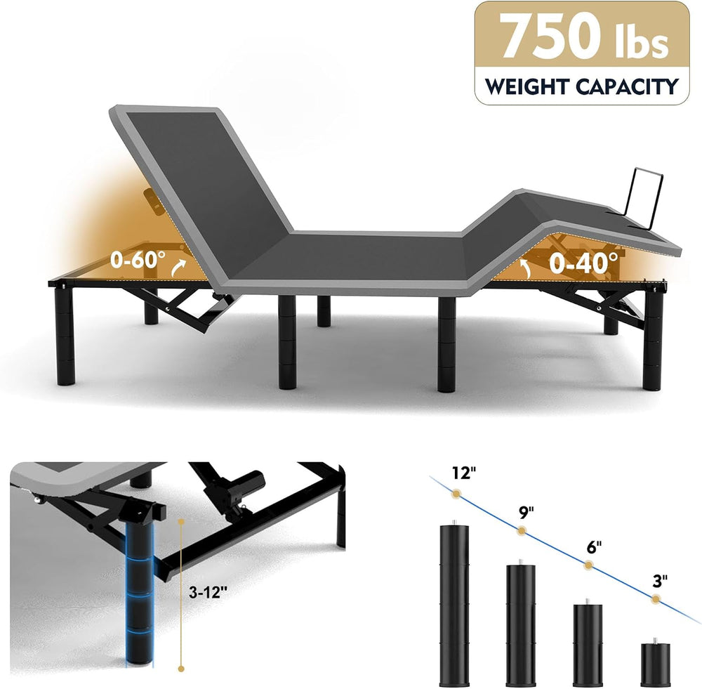 Anwick Queen Adjustable Bed Frame with Massage, Remote & USB Ports (Queen)